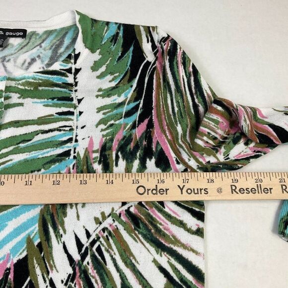 Cable & Gauge Womens Button Cardigan Colorful Print Stretch Knit Sweater S Small - Picture 8 of 12